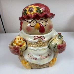 Thanksgiving Turkey Cookie Jar with Corn Gourd Salt Pepper Shakers